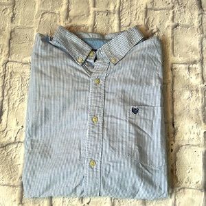Chaps Men Blue and White Button Down Shirt